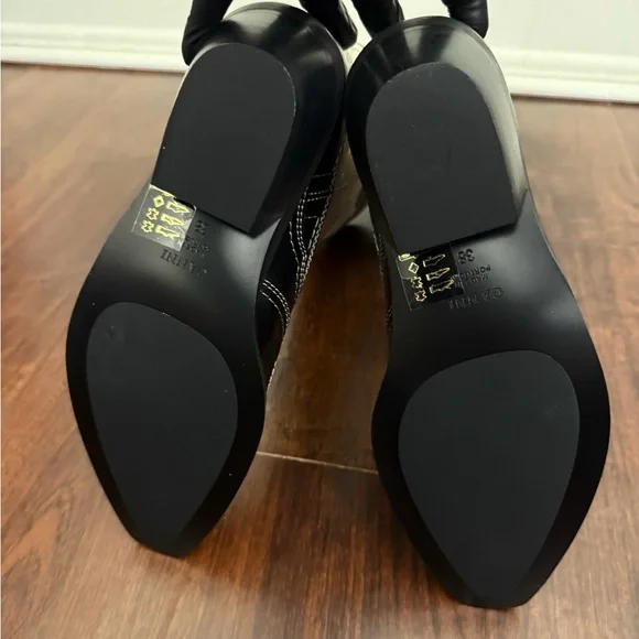 NWT GANNI  Mid Shaft Embroidered Western Cowboy Boots in Black/Egret Sz US 8 - Picture 12 of 17